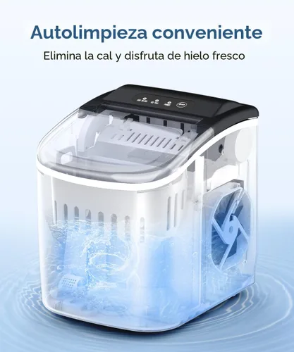 Vista 5 de COWSAR Máquina de hielo de encimera, máquina de hielo portátil con autolimpieza, 26.5 libras/24 horas, 9 cubos de hielo tipo bala en 6 minutos