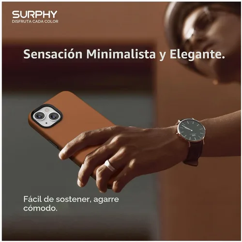 Vista 7 de SURPHY Compatible con iPhone 13, funda de piel sintética de alta calidad (con botones metálicos y forro de microfibra) para 13 (6.1 pulgadas 2021)