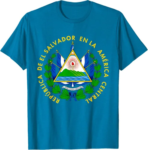 Vista 9 de Camiseta con diseño de emblema de la bandera de El Salvador