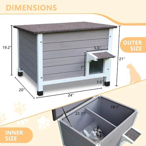 Vista 5 de Rockever Casa aislada para gatos, 100% aislada, para exteriores, para invierno, exteriores, para gatos salvajes, resistente a la intemperie, diseño