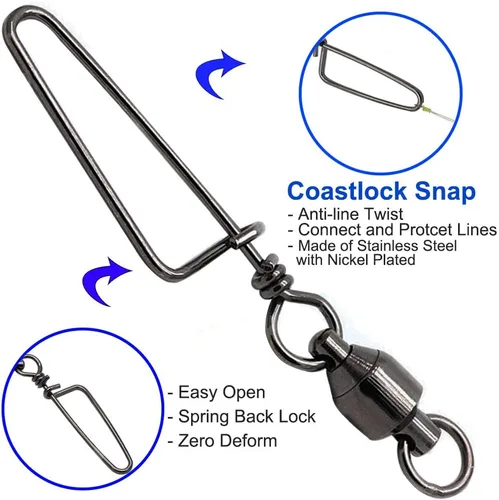 Vista 4 de Paquetes de 10, 30 rodamientos de bola alta resistencia para pesca con gancho Coastlock, Anillos de soldadura fuerte para pesca en agua salada