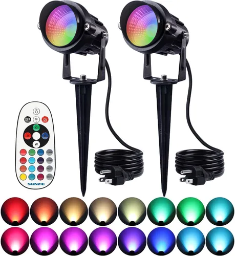Vista 10 de SUNVIE RGBW - Focos de Halloween para exteriores de 12 W, luces LED