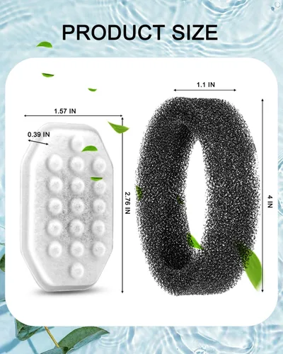 Vista 3 de Paquete de 8 filtros de fuente de agua para gatos con 8 esponjas de prefiltro para fuente de agua de 3.2L/108 onzas, repuesto de filtro de fuente