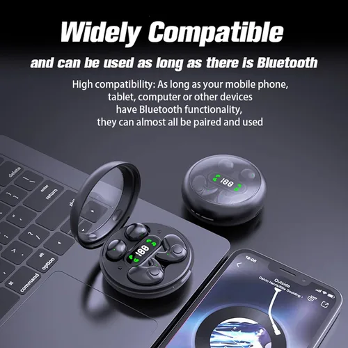 Vista 5 de Auriculares pequeños invisibles de sueño plano, auriculares inalámbricos Bluetooth para dormir, micro pequeños y discretos para dormir de lado