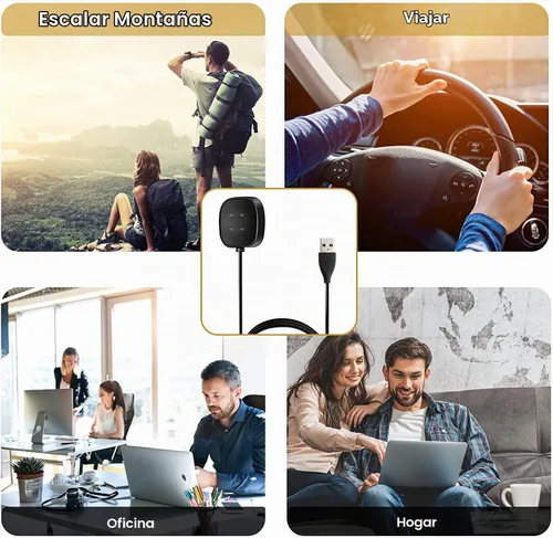 Vista 5 de [Paquete de 2] Cable de carga compatible con reloj inteligente Fitbit Versa 4 / Sense/Versa 3 / Sense 2, cable de carga USB de repuesto