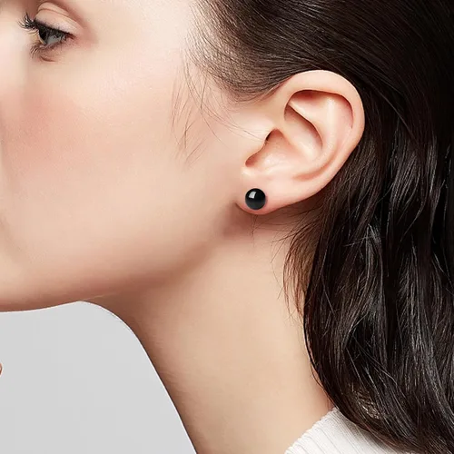 Vista 3 de 681011mm Black Pearl Stud Earrings for Women - 925 Sterling Silver Hypoallergenic Earrings Jewelry Gift