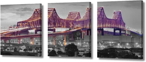 Vista 94 de TUMOVO Arte de pared en blanco y negro con paisaje urbano de Nueva York, decoración de pared de horizonte de Nueva York para sala de estar, puente