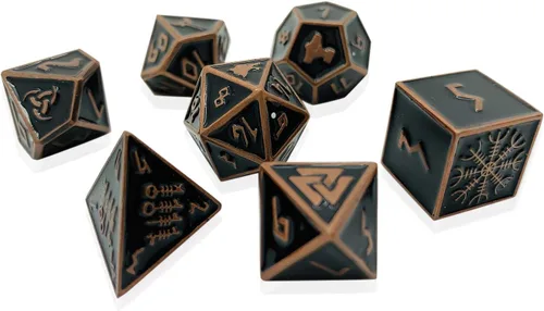 Vista 10 de Norse Foundry Banshee Wail - Juego de 7 dados poliédricos de metal completo para juegos de matemáticas DND Pathfinder