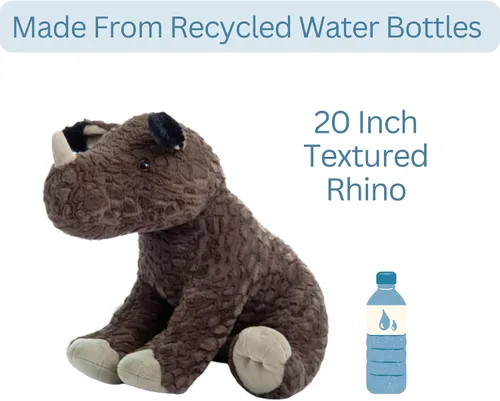 Vista 6 de The Petting Zoo Rinoceronte de peluche, regalos para niños, animales salvajes del zoológico Onez, juguete de peluche de rinoceronte texturizado