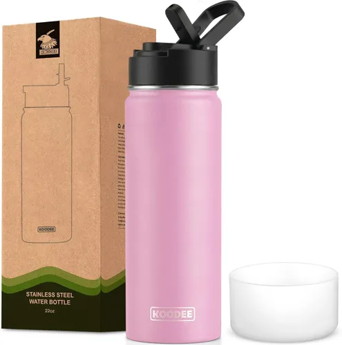 Vista 80 de koodee Botella de agua para niños, botella de agua de acero inoxidable de 12 onzas con aislamiento al vacío para la escuela, botella de agua de boca