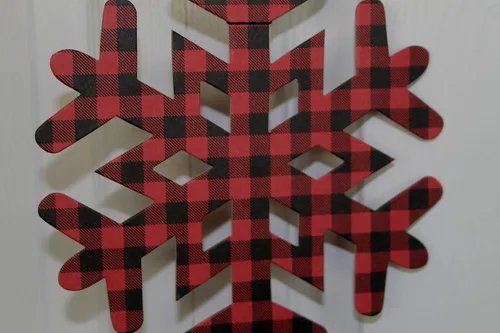 Vista 6 de Buffalo plaid snowflake ornament decorations...paper+chipboard [3 sizes to choose]