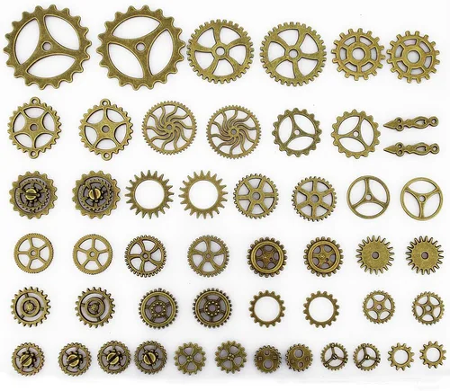 Vista 2 de (TM Antiqued Metal Skeleton Steampunk Watch Gear Cog Wheel Sets