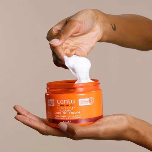 Vista 7 de Cantu Crema rizadora de coco con manteca de karité para cabello natural, 12 onzas