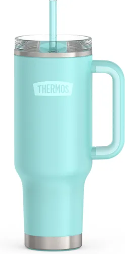 Vista 12 de THERMOS Taza Portavasos de Acero Inoxidable - 40 Onzas, Verde Alpino - Vaso Térmico con Tapa y Popote, Además de Cierre Deslizante Resistente a Fugas