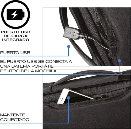 Vista 5 de XDDesign Bobby Bizz - Mochila antirrobo para laptop de 10 litros con funda acolchada para laptop de 15.6 pulgadas, bloqueo de contraseña Negro