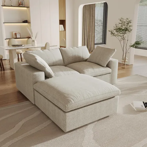 Vista 37 de Cloud - Sofá modular convertible de 80.3 pulgadas en forma de L para sala de estar con otomana de almacenamiento, sofás profundos minimalistas