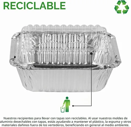 Vista 5 de Stock Your Home Sartenes pequeños de aluminio de 1 libra con tapas de plástico transparente (paquete de 100), utensilios de cocina desechables