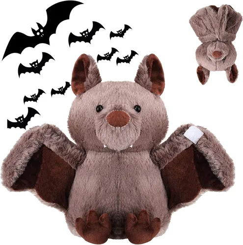Vista 8 de AngelGift Peluche de murciélago de peluche de 11 pulgadas para Halloween, muñeco de peluche para dormir, juguetes para cumpleaños, Navidad, regalos