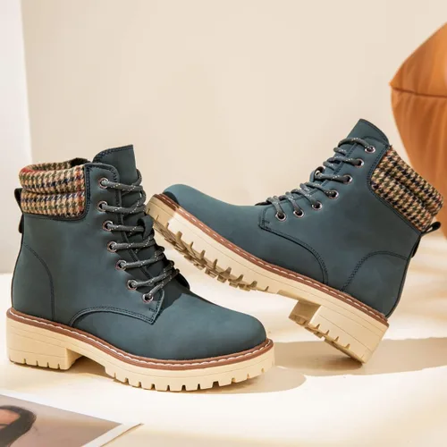 Vista 3 de DeYashopin Botas de senderismo antideslizantes para mujer, botas casuales para exteriores