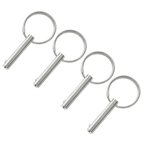 Vista 5 de 4 pasadores de liberación rápida, 1/4 pulgadas (6.3mm) de diámetro, longitud utilizable de 1 pulgada, longitud total 1-1/2 pulgadas, pasadores