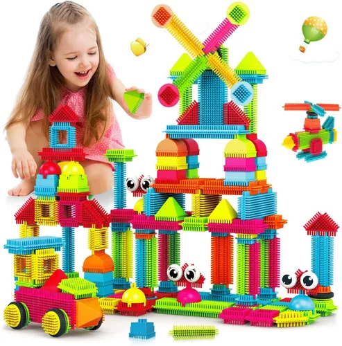 Vista 8 de Contixo Juguetes de construcción STEM – Juego de 65 piezas de azulejos magnéticos de mármol 3D para aprendizaje, apilables, juego de bloques