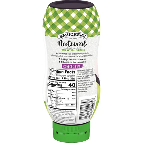 Vista 2 de Smucker's Natural Concord - Untable de frutas exprimible de uva, 19 onzas (paquete de 12)