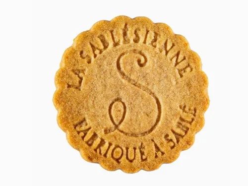 Vista 4 de La Sablésienne, White Cat (Chat Blanc) - Lata de metal decorativa de galletas de mantequilla francesa pura con chispas de chocolate, 8.8 onzas