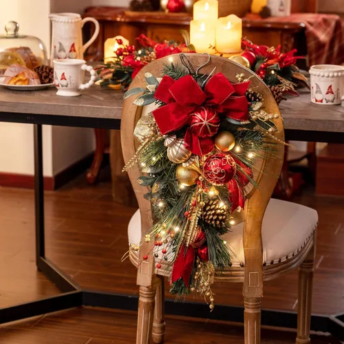 Vista 3 de Valery Madelyn Botín de lágrima de Navidad preiluminado para decoración al aire libre, decoración de buzón de 24 pulgadas con 20 luces LED, cinta