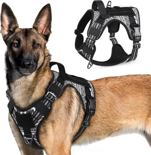 Vista 57 de rabbitgoo Arnés táctico para perros pequeños, chaleco de servicio militar sin tirones con asa y Molle, de fácil control para entrenar y caminar