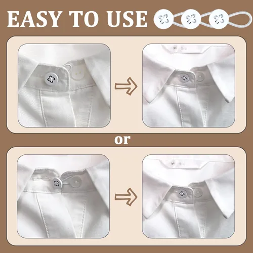 Vista 6 de 9 extensores de cuello para camisas de hombre, extensor de botón para camisas de vestir, extensor de cuello, extensor de cuello elástico suave