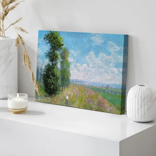 Vista 4 de wall26 Prado con álamos por Claude Monet - Arte moderno impresionista, arte en lienzo para el hogar, 12 x 18 pulgadas