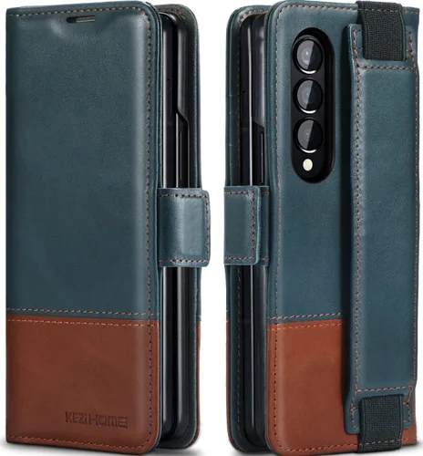Vista 33 de KEZiHOME Funda tipo cartera de piel auténtica para Samsung Galaxy Z Fold 6 Negro