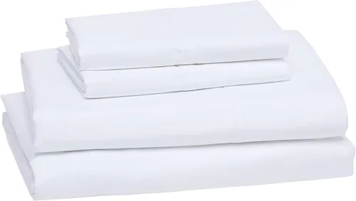 Vista 5 de AmazonBasics - Juego de ropa de cama de edredón plisado, tamaño matrimonial/Queen, color blanco brillante y ligero, súper suave, de microfibra