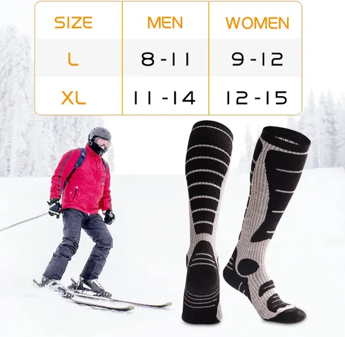 Vista 6 de NOVAYARD Calcetines de esquí de lana merina calcetines térmicos hasta la rodilla calcetines deportivos de snowboard para hombres y mujeres 2 pares