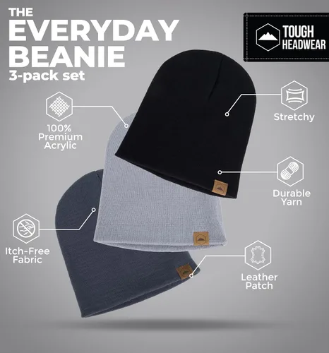Vista 9 de Tough Headwear Daily Knit Beanie – Gorros para hombre – Sombreros de invierno para hombres y mujeres – Sombreros de punto cálidos para clima frío