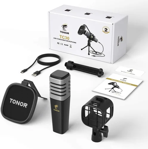 Vista 7 de TONOR - Micrófono USB para PC, Micrófono de condensador cardioide para computadora con trípode, filtro pop, soporte de choque