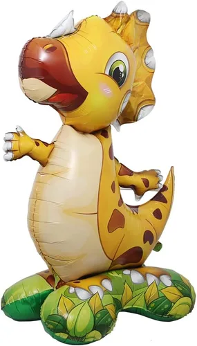 Vista 9 de Estado de uno mismo 3D dinosaurio triceratops champsosaurio tiranosaurio baby shower animal bola niño 4D oso globos de aluminio fiesta de cumpleaños
