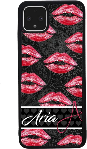 Vista 3 de Red Lips - Funda de goma negra personalizada con boca de lápiz labial, compatible con Google Pixel 10, 10 Pro, 10 Pro XL, 9a, 9 Pro, Pixel 9, Pixel