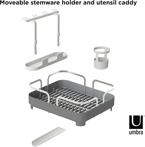 Vista 6 de Umbra Escurridor de platos con funda de plástico moldeado con boquilla de drenaje, carbón