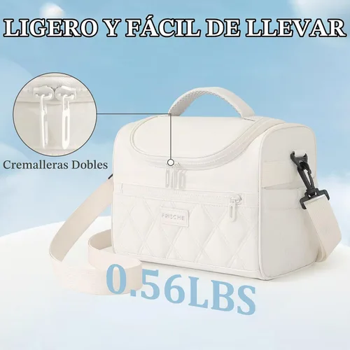 Vista 9 de Bolsa de almuerzo para mujer, suave y ligera, lonchera aislada a prueba de fugas con correas, lonchera térmica reutilizable para almuerzo
