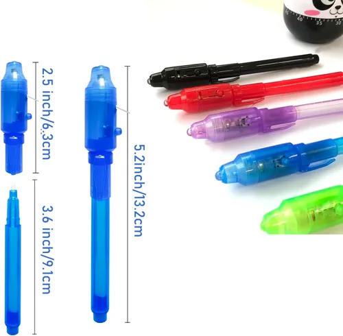 Vista 5 de SCStyle Bolígrafo de tinta invisible, 60 unidades, bolígrafo espía con luz negra UV, marcador mágico para niños, para mensaje secreto y fiesta