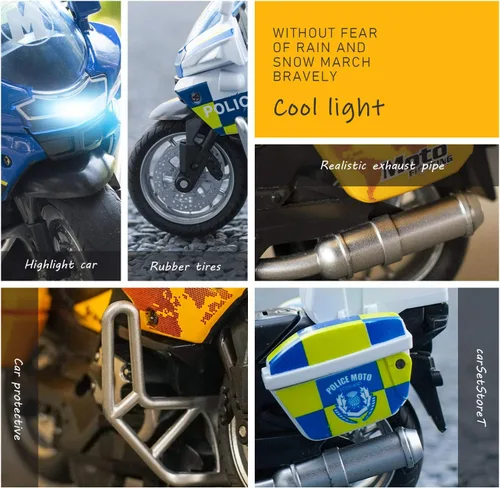 Vista 5 de Juguete de Motocicleta de Policía - Juguete de Motocicleta de Retroceso con Sonido y Luz, Motocicletas de Juguete para Niños, Juguetes para Niños