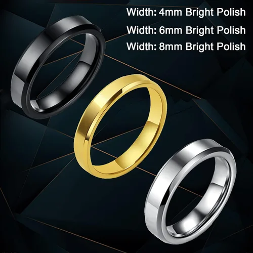 Vista 3 de Supra Diamanto Anillos clásicos de acero inoxidable de 0.157in, 0.236in, 0.315in, para hombres y mujeres, anillo de boda chapado en oronegroplata