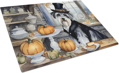 Vista 103 de Caroline's Treasures DAC1720LCB Affenpinscher - Tabla de cortar de vidrio con calabazas para cocina de otoño, grande, decorativa, de vidrio