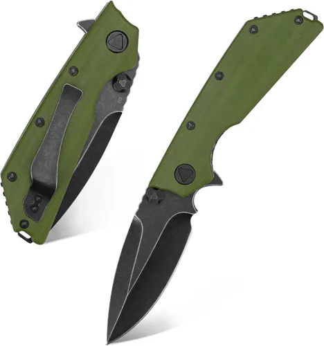 Vista 13 de Eafengrow EF335 Cuchillos plegables con hoja D2 y mango G10, cuchillo de bolsillo EDC de 5 pulgadas cerrado con clip (negro)