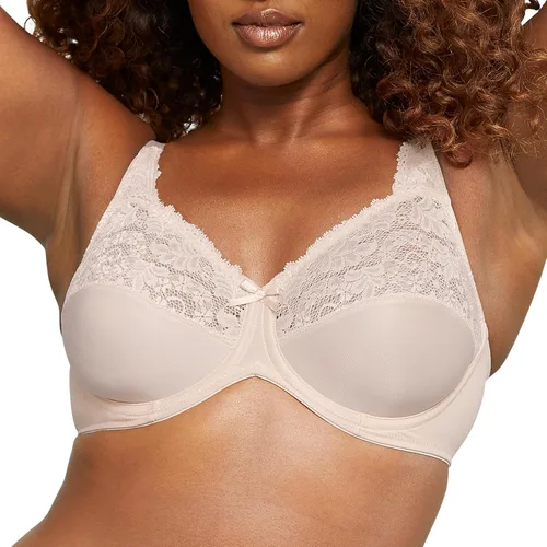 Vista 8 de Bali Lilyette - Brasier reductor con aros para mujer con ribete de encaje, brasier de microfibra de cobertura completa