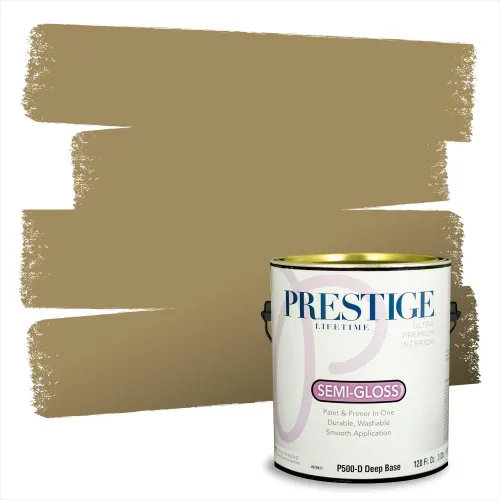 Vista 149 de PRESTIGE Pinturas de pintura exterior e imprimación en uno, 1 galón, plano, combinación comparable de Benjamin Moore* Manzanilla*