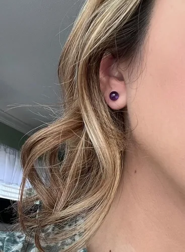 Vista 2 de Natural Stone Studs Earrings Crystal Ball Birthstone Earrings Stud Fashion Sterling Silver Ear Jewelry Gift for Women Girl