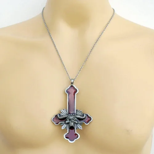 Vista 3 de Lucifer Baphomet LAVEYAN Demon Skull Surtur Ragnarok Cosplay Punk Gothic Rock Heavy-Metal Biker Surfer Skater Tribal Jewelry Protection Amuleto