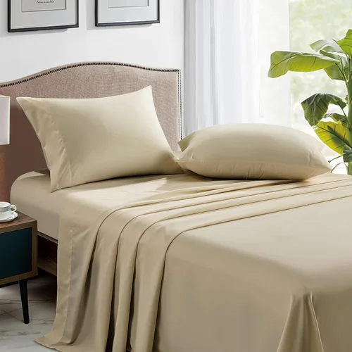 Vista 2 de FreshCulture Fundas de Almohada Beige Tamaño Queen Paquete de 2 - Juego de Fundas de Almohada - Cierre de Sobre - Tela de Microfibra Cepillada Suave